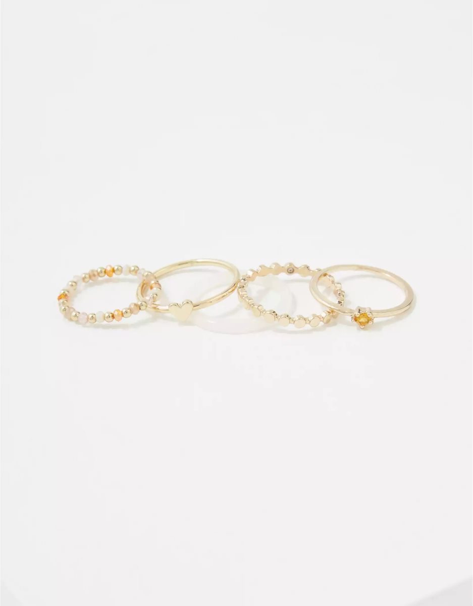 American Eagle AEO Neutrale Beaded Ring 5-Pack Schmuck Damen Mehrfarbig | SOQKN5237