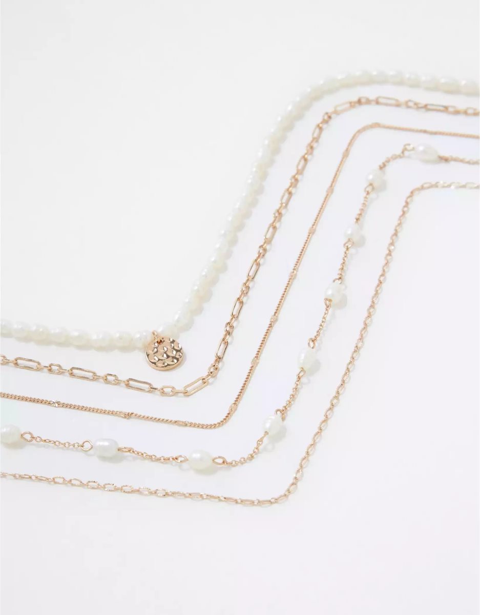 American Eagle AEO Pearl Chokers 5-Pack Schmuck Damen Gold | JZWVU7240