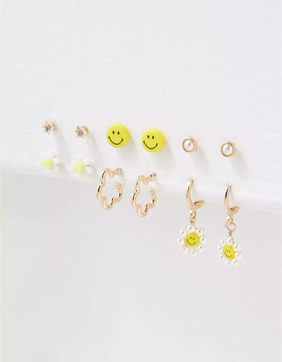 American Eagle AEO Smiley Earring 6-Pack Schmuck Damen Gelb | IJZVN4085