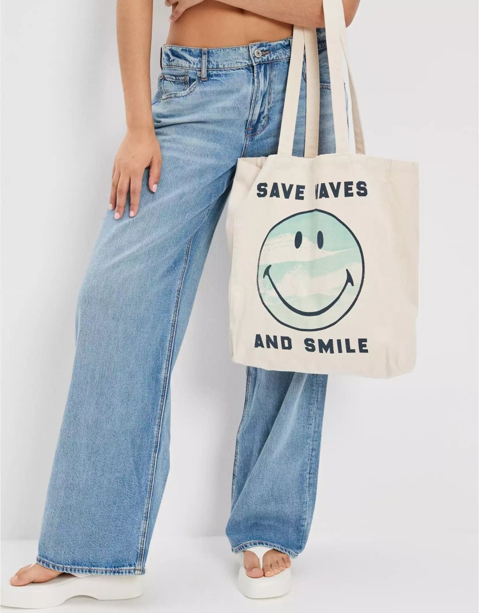 American Eagle AEO Smiley Tote Tasche Damen Beige | AELDM1754