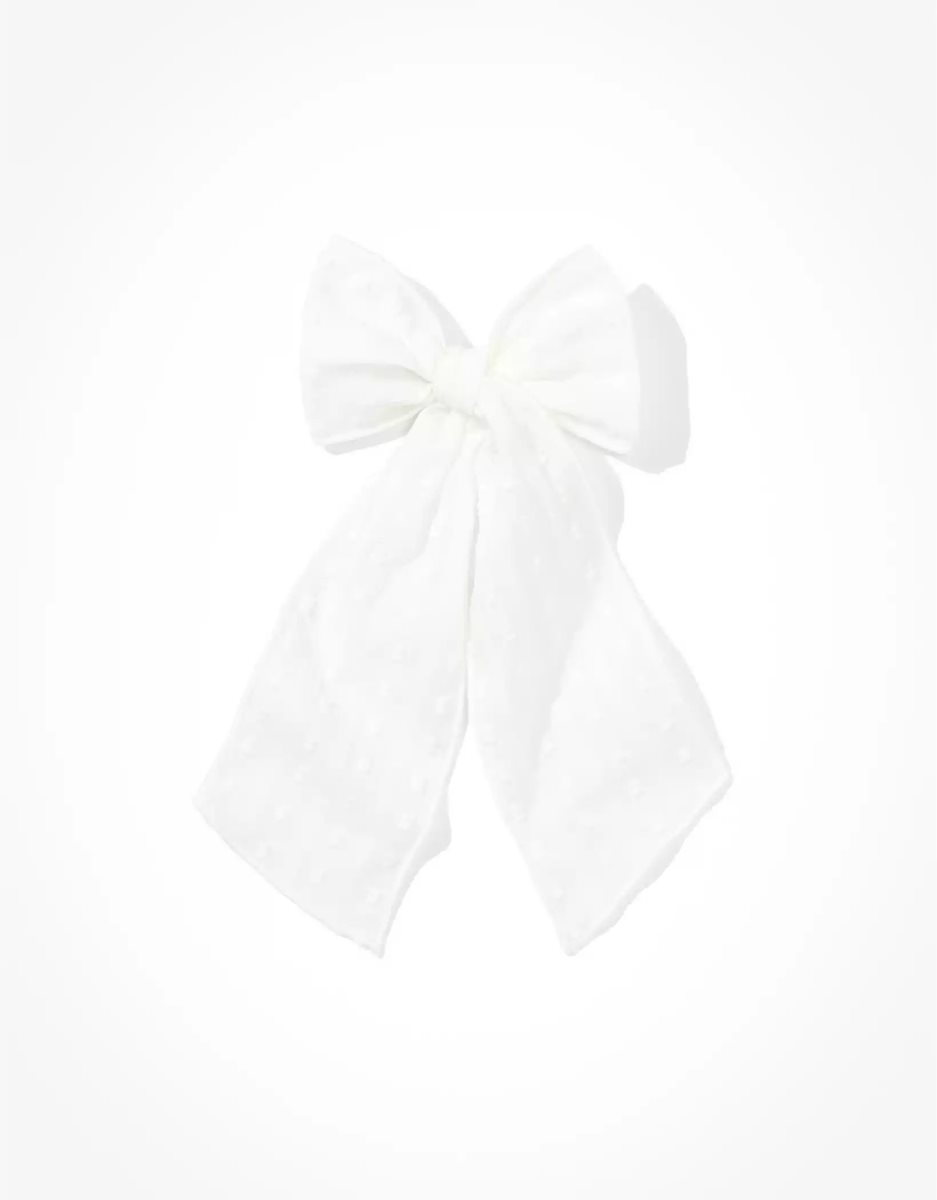 American Eagle AEO White Baumwoll Bow Clip Haarschmuck Damen Weiß | NRCBK7086