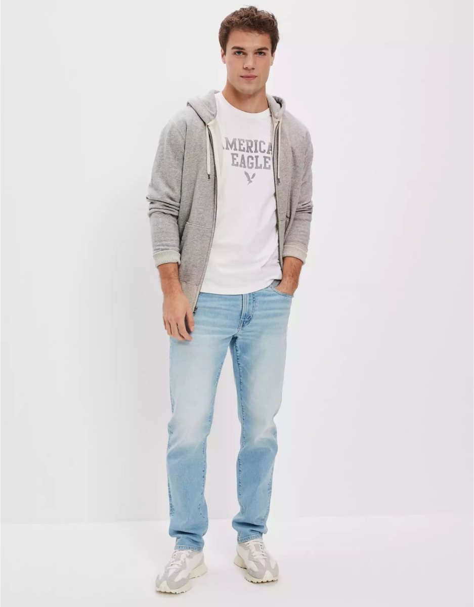 American Eagle AE AirFlexAthletic Gerade Jeans Herren Grau Hell | AKRLZ6589