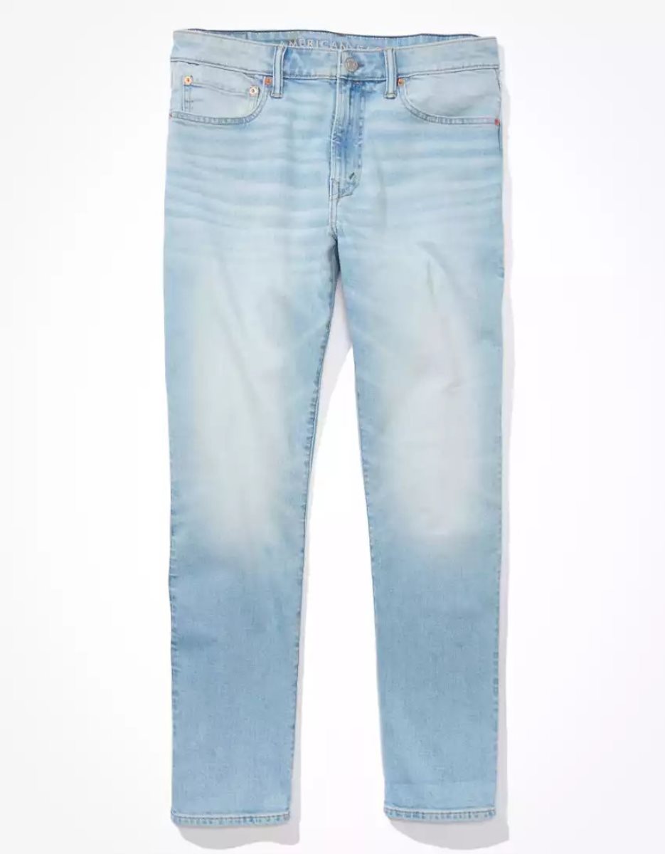 American Eagle AE AirFlexAthletic Gerade Jeans Herren Grau Hell | AKRLZ6589