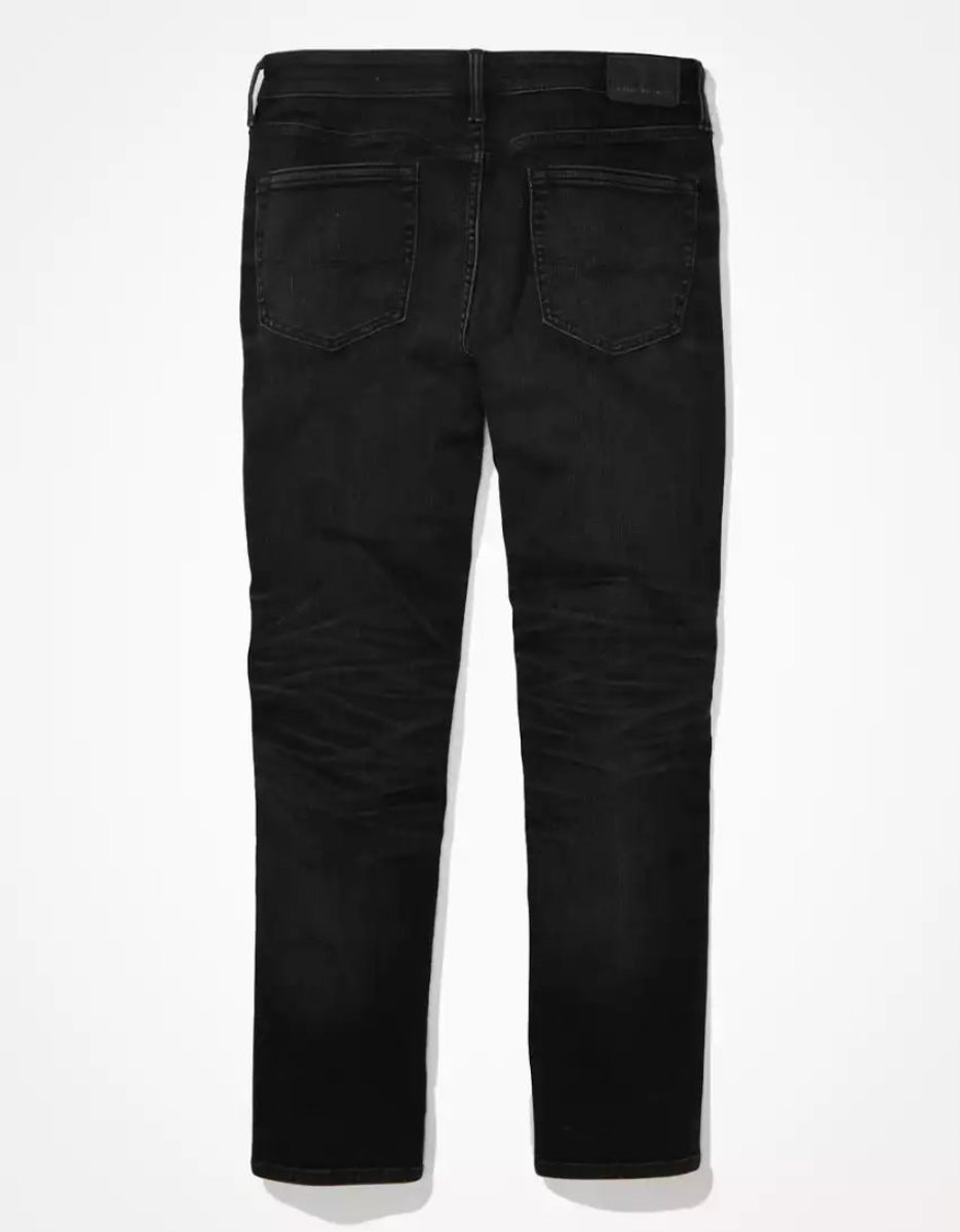 American Eagle AE AirFlexAthletic Gerade Jeans Herren Schwarz | YXAUO4230