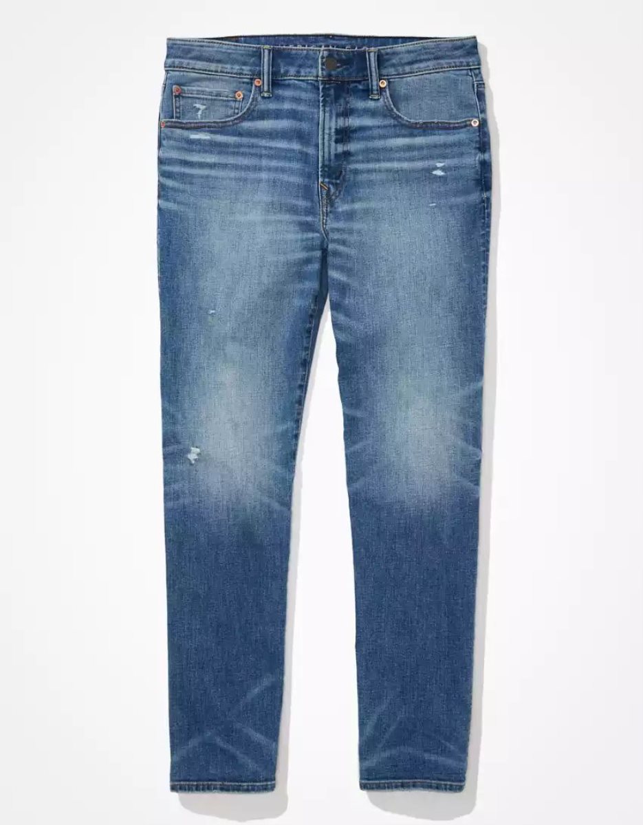 American Eagle AE AirFlexDistressed Turn Gerade Jeans Herren Mehrfarbig | DGIXM9568