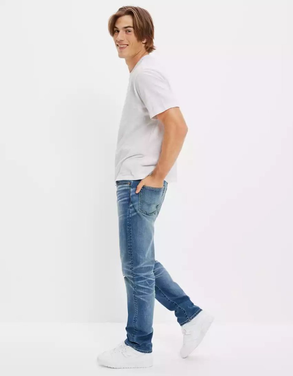 American Eagle AE AirFlexDistressed Turn Gerade Jeans Herren Mehrfarbig | MXOVZ4506