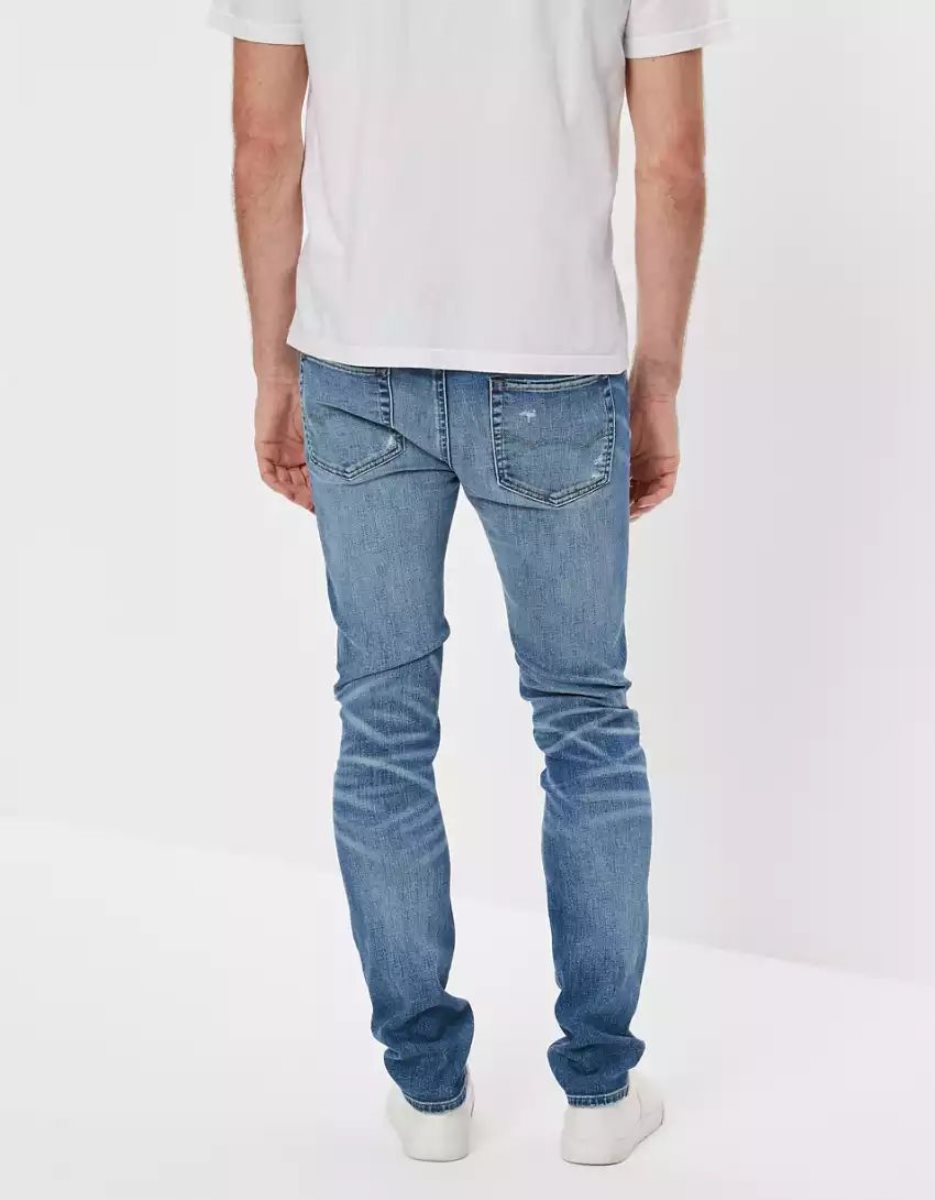 American Eagle AE AirFlexPatched Schlank Jeans Herren Grau | BDGOM8150