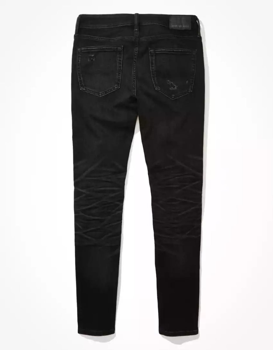 American Eagle AE AirFlexPatched Schlank Jeans Herren Schwarz | RBVPO6750