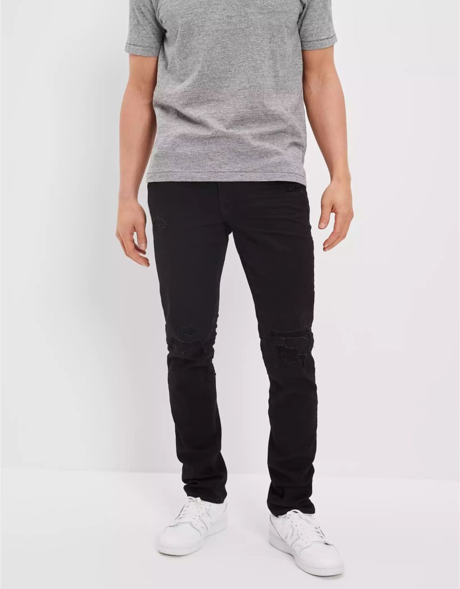 American Eagle AE AirFlexPatched Slim Jeans Herren Schwarz | BLEKZ3815