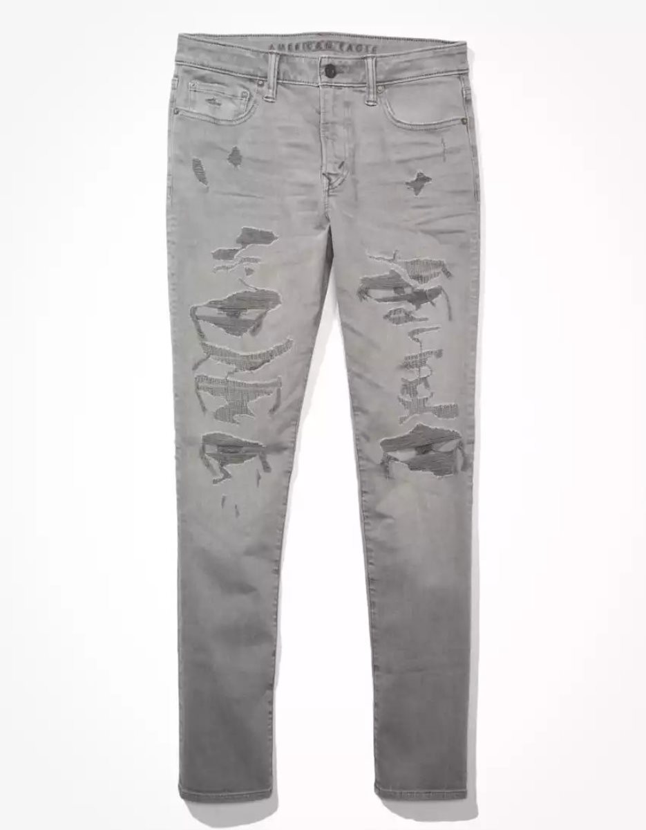 American Eagle AE AirFlexPatched Slim Jeans Herren Grau | EIAUY1540