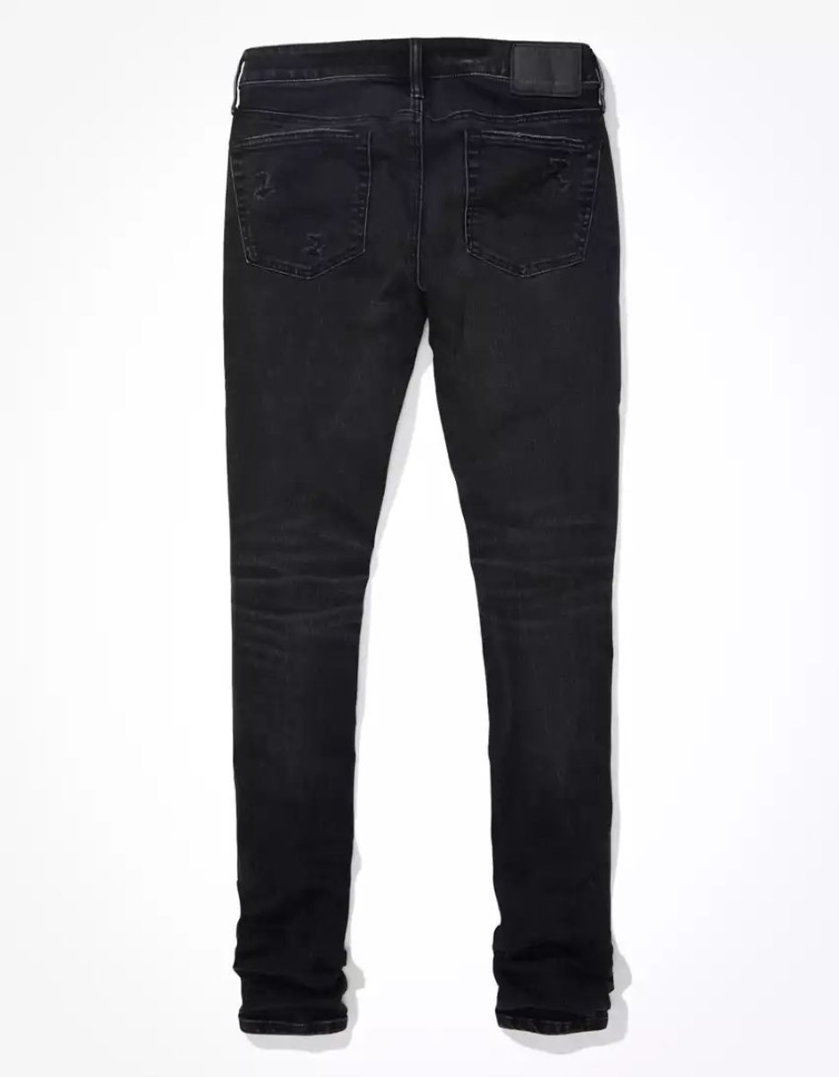 American Eagle AE AirFlexPatched Stacked Schlank Jeans Herren Schwarz | KHLZW9036