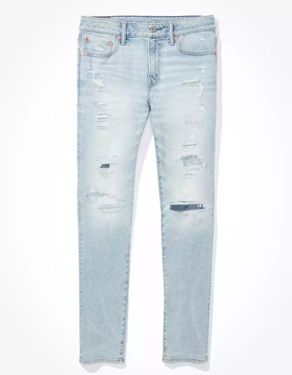 American Eagle AE AirFlexUltrasoft Patched Turn Schlank Jeans Herren Mehrfarbig | ZWGAT6902