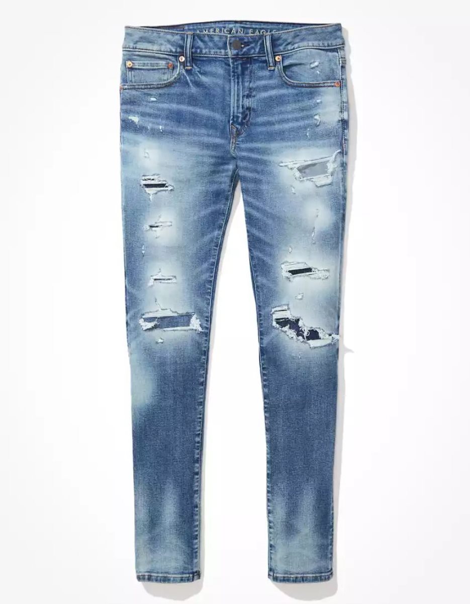 American Eagle AE AirFlex 360 Ripped Schlank Jeans Herren Mehrfarbig | DMONP1062