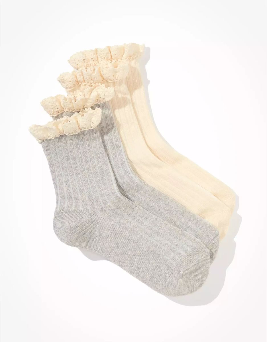 American Eagle AE Boyfriend Sock 2-Pack Socken Damen Mehrfarbig | NFADY5916