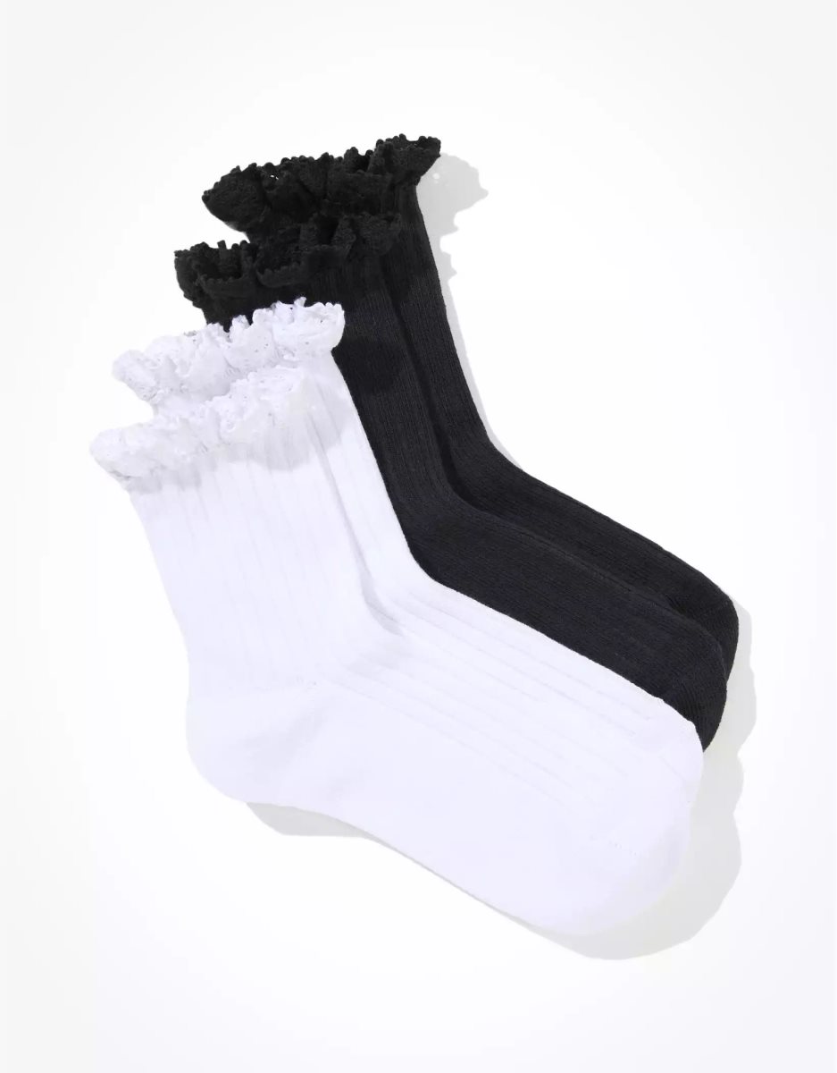 American Eagle AE Boyfriend Sock 2-Pack Socken Damen Schwarz | ZBQSR0817