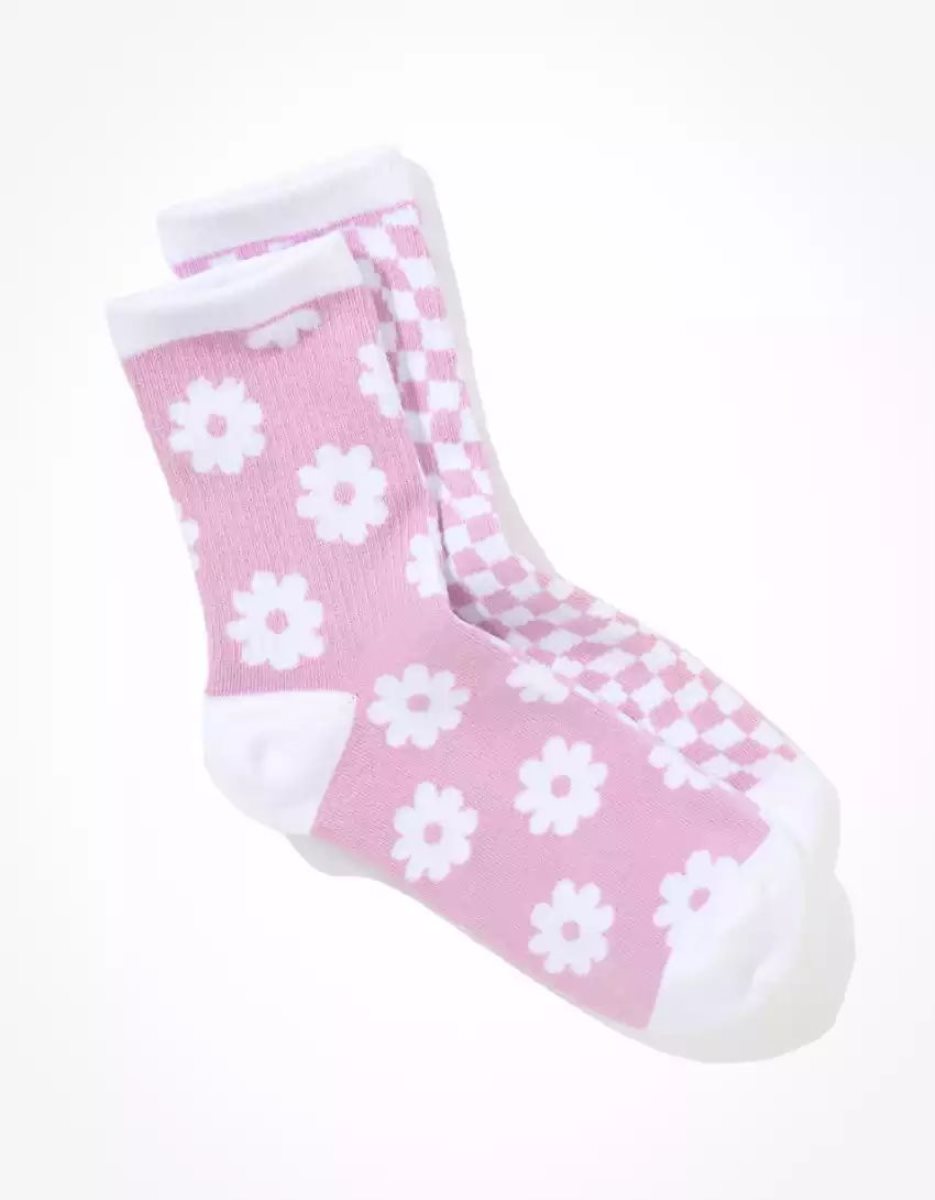 American Eagle AE Daisy Checkerboard '90s Crew Sock Socken Damen Mehrfarbig | MBRDL3148