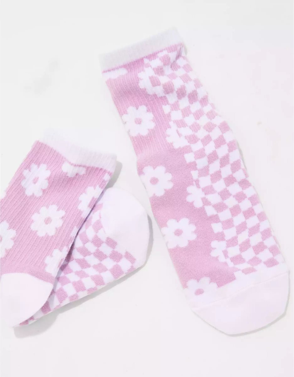 American Eagle AE Daisy Checkerboard '90s Crew Sock Socken Damen Mehrfarbig | MBRDL3148