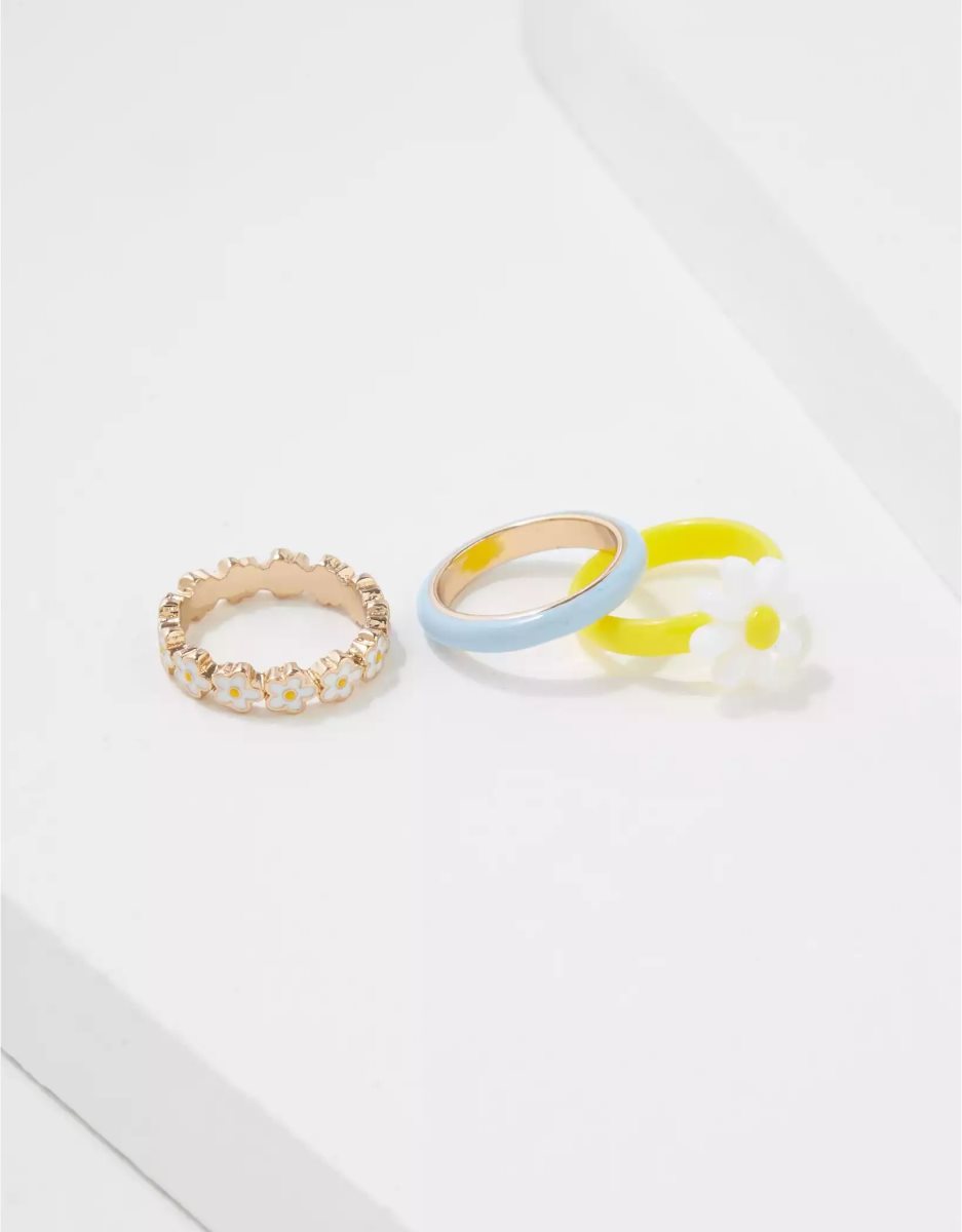 American Eagle AE Daisy Yellow Blue Ring 5-Pack Schmuck Damen Mehrfarbig | PRCJN8037