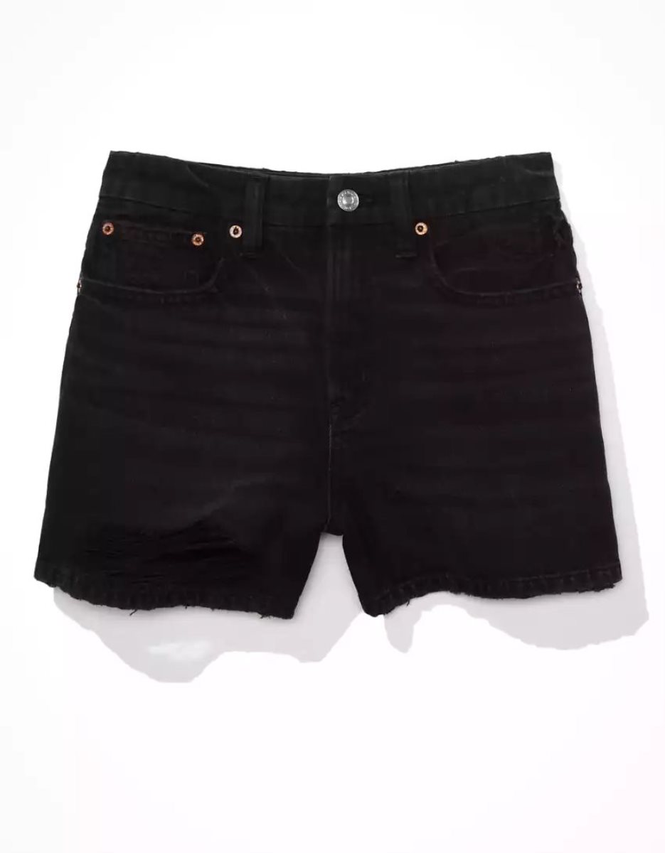 American Eagle AE Denim Curvy Highest Taille '90s Boyfriend GolfShorts Damen Schwarz | LNCFK1960