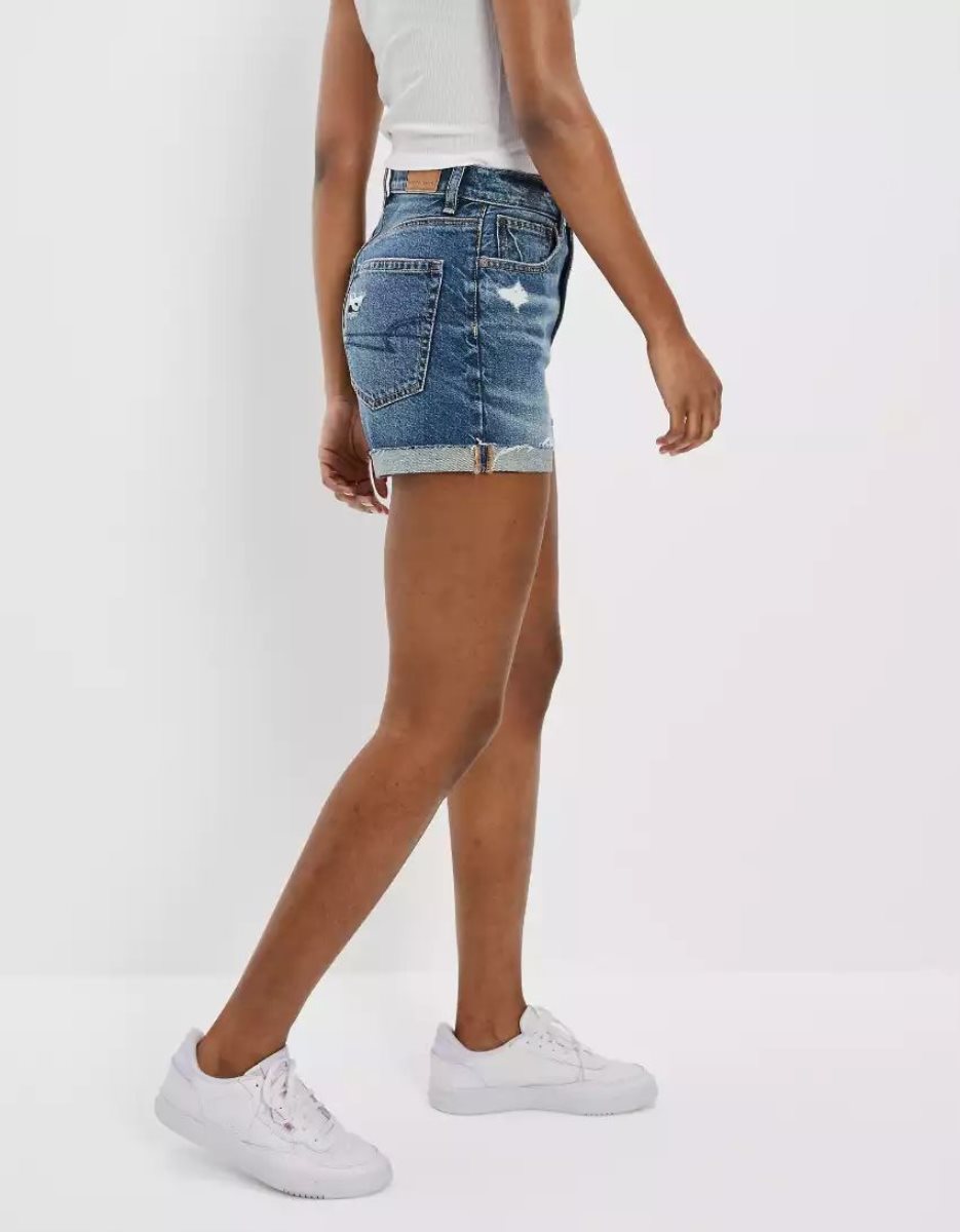 American Eagle AE Denim Highest Taille '90s Boyfriend GolfShorts Damen Dunkelindigo | IZOFN9728