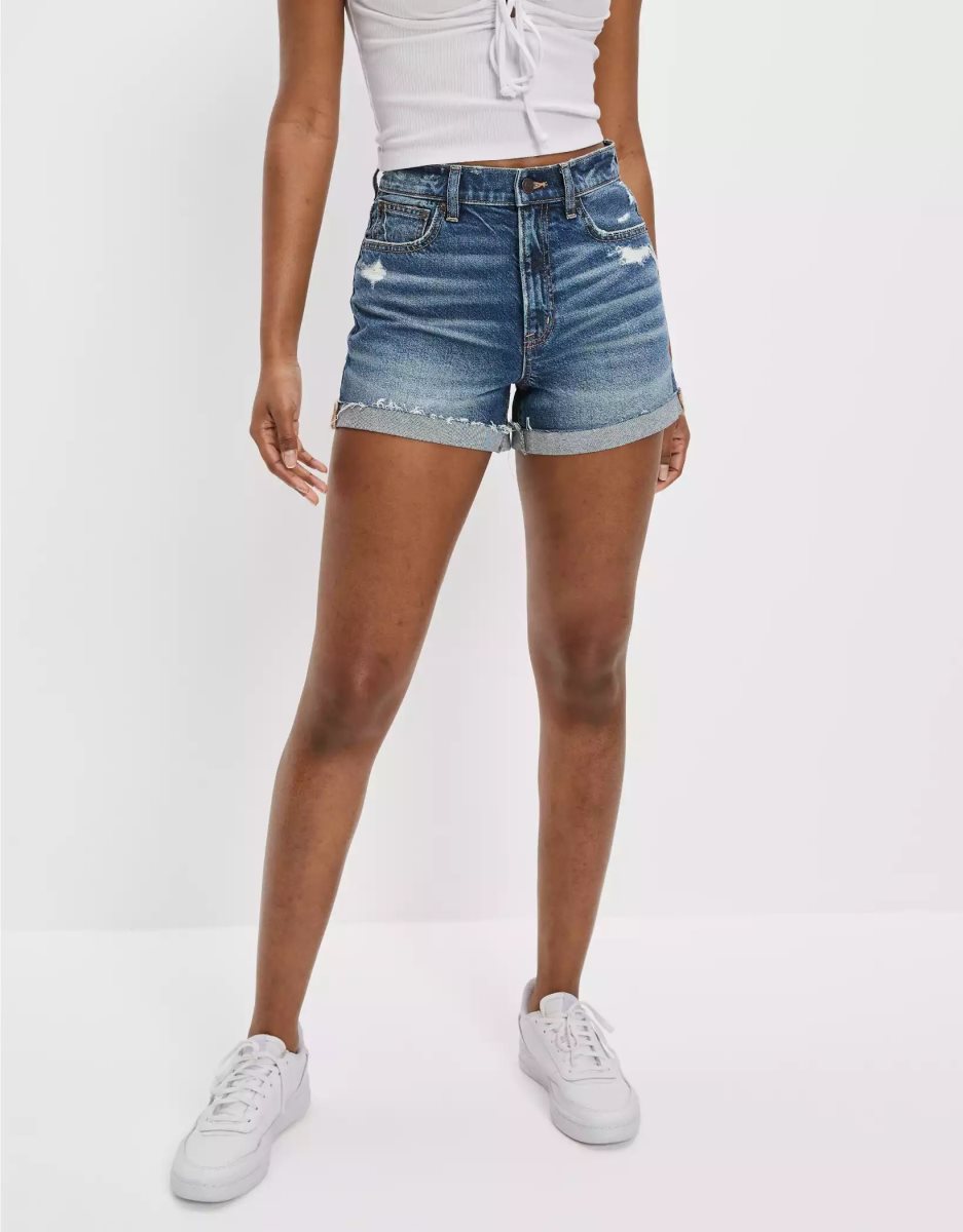 American Eagle AE Denim Highest Taille '90s Boyfriend GolfShorts Damen Dunkelindigo | IZOFN9728