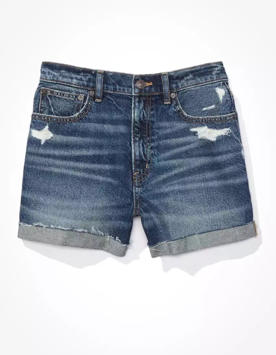 American Eagle AE Denim Highest Taille '90s Boyfriend GolfShorts Damen Dunkelindigo | IZOFN9728