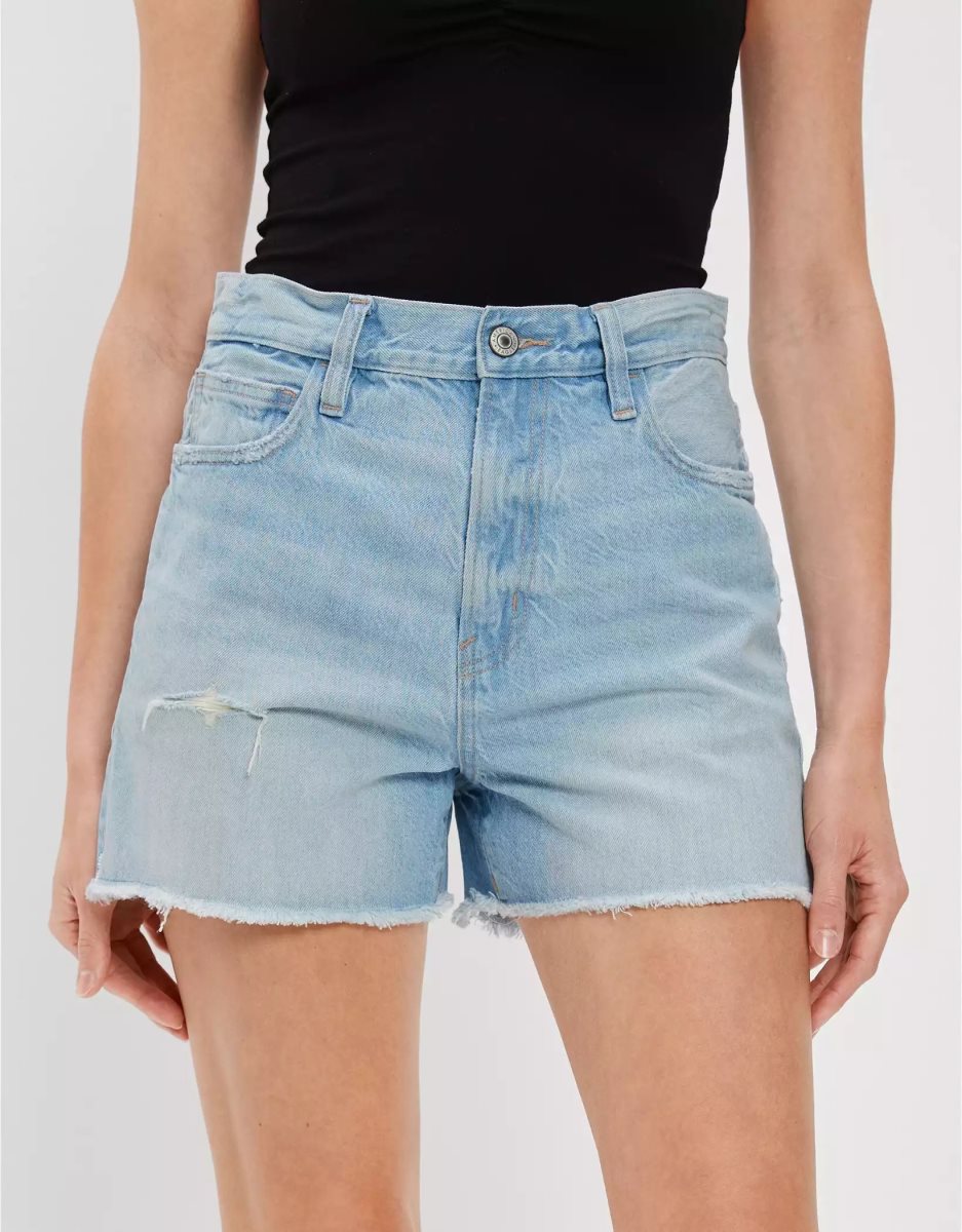 American Eagle AE Denim Highest Taille '90s Boyfriend GolfShorts Damen Hellindigo | UVZPQ6357