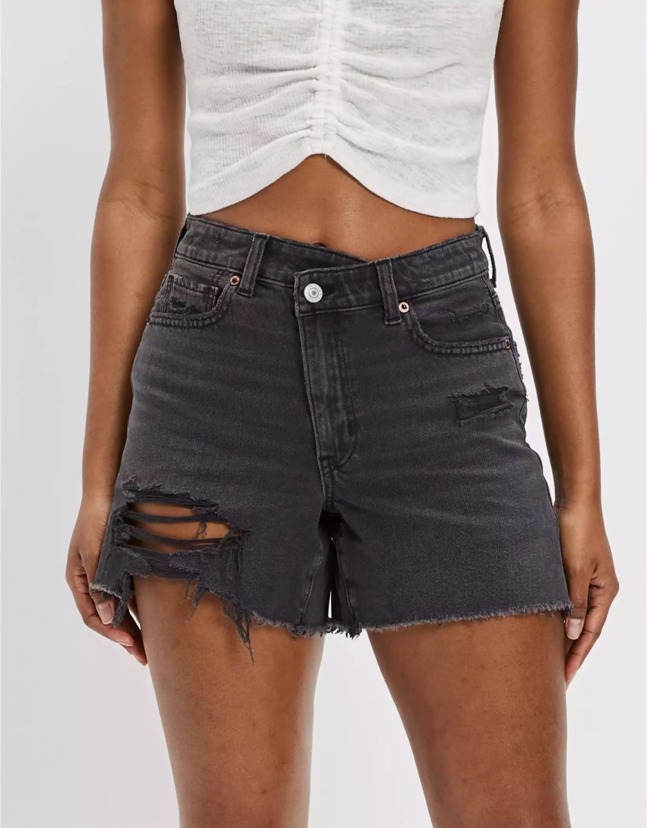 American Eagle AE Denim Highest Taille Baggy GolfShorts Damen Schwarz | CGZEW6493