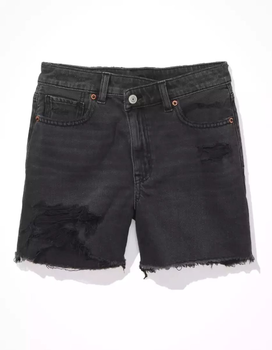 American Eagle AE Denim Highest Taille Baggy GolfShorts Damen Schwarz | CGZEW6493