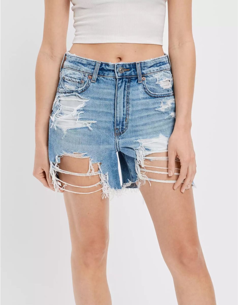 American Eagle AE Denim Highest Taille Baggy GolfShorts Damen Hellwaschen | QAPCR0842