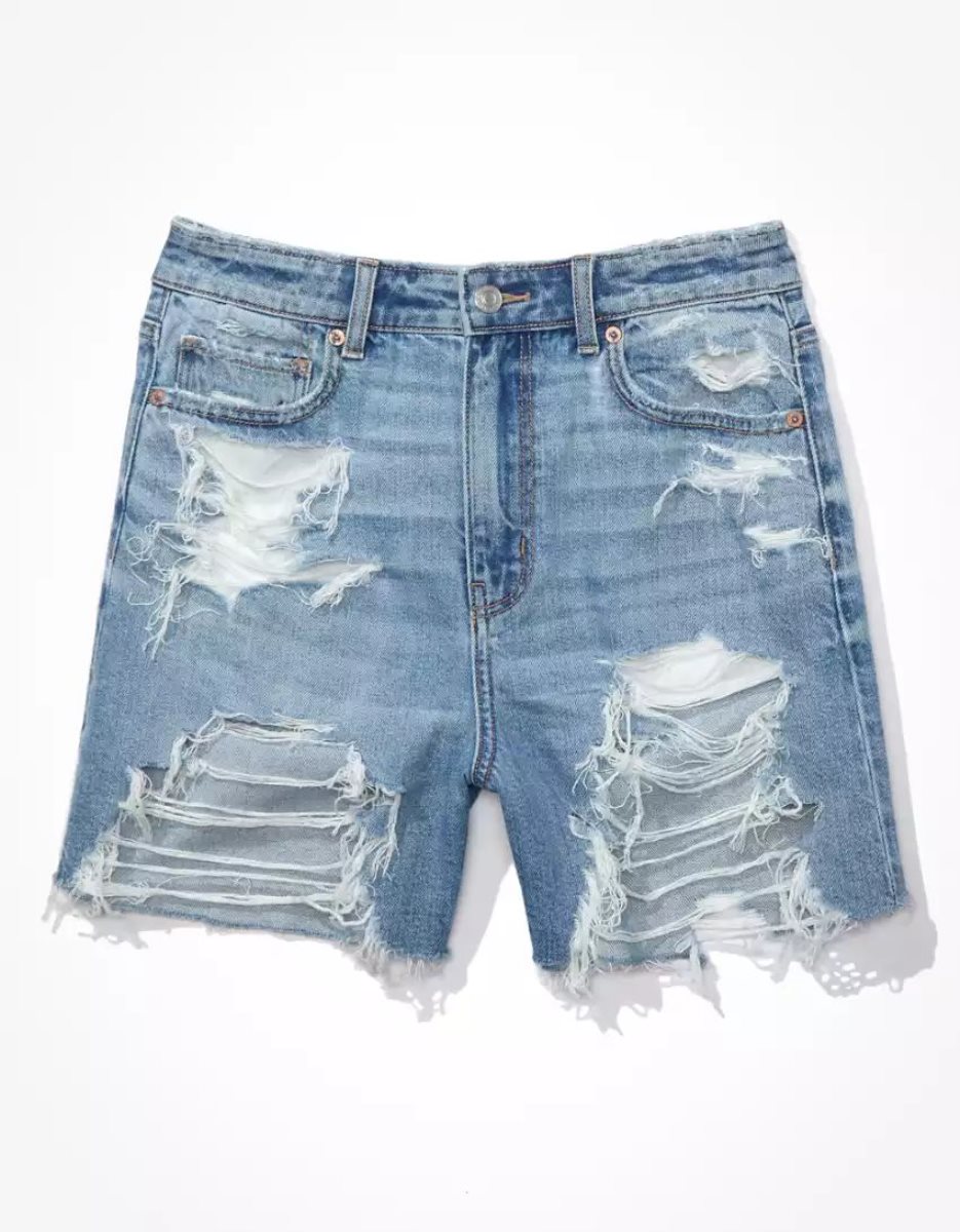 American Eagle AE Denim Highest Taille Baggy GolfShorts Damen Hellwaschen | QAPCR0842