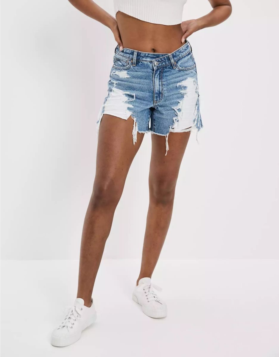 American Eagle AE Denim Highest Taille Baggy GolfShorts Damen Indigo | WZVOE1074