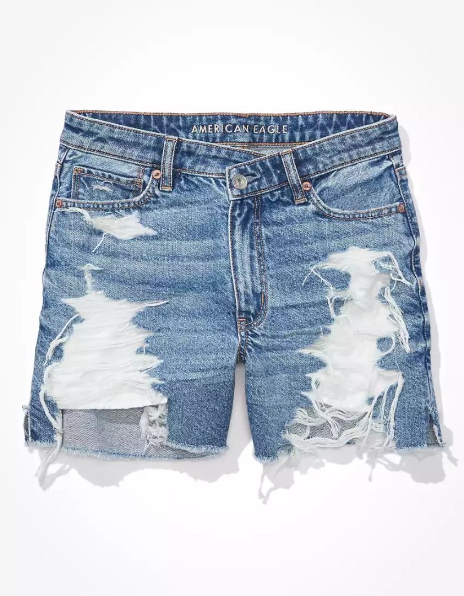 American Eagle AE Denim Highest Taille Baggy GolfShorts Damen Indigo | WZVOE1074