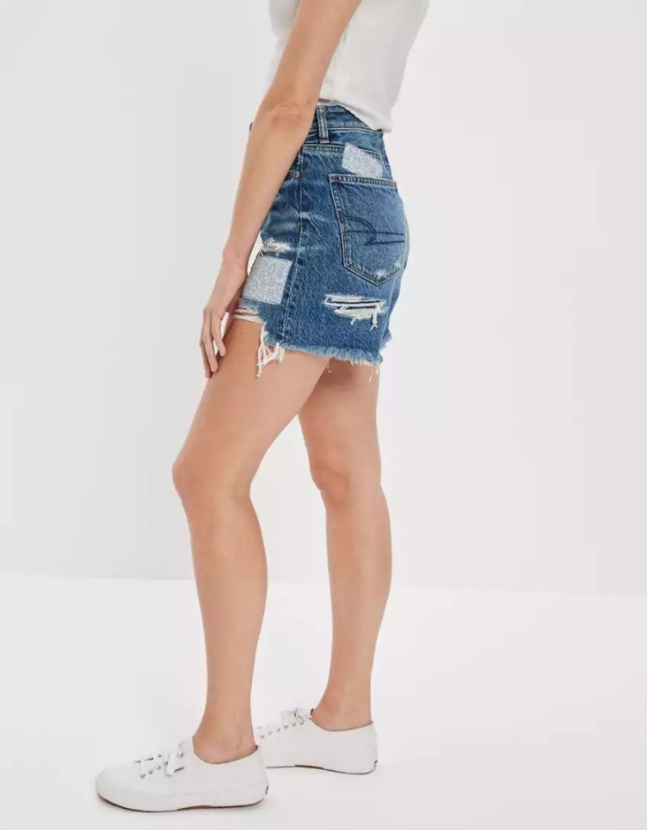 American Eagle AE Denim Highest Taille Baggy GolfShorts Damen Indigo | ZTOMC9530