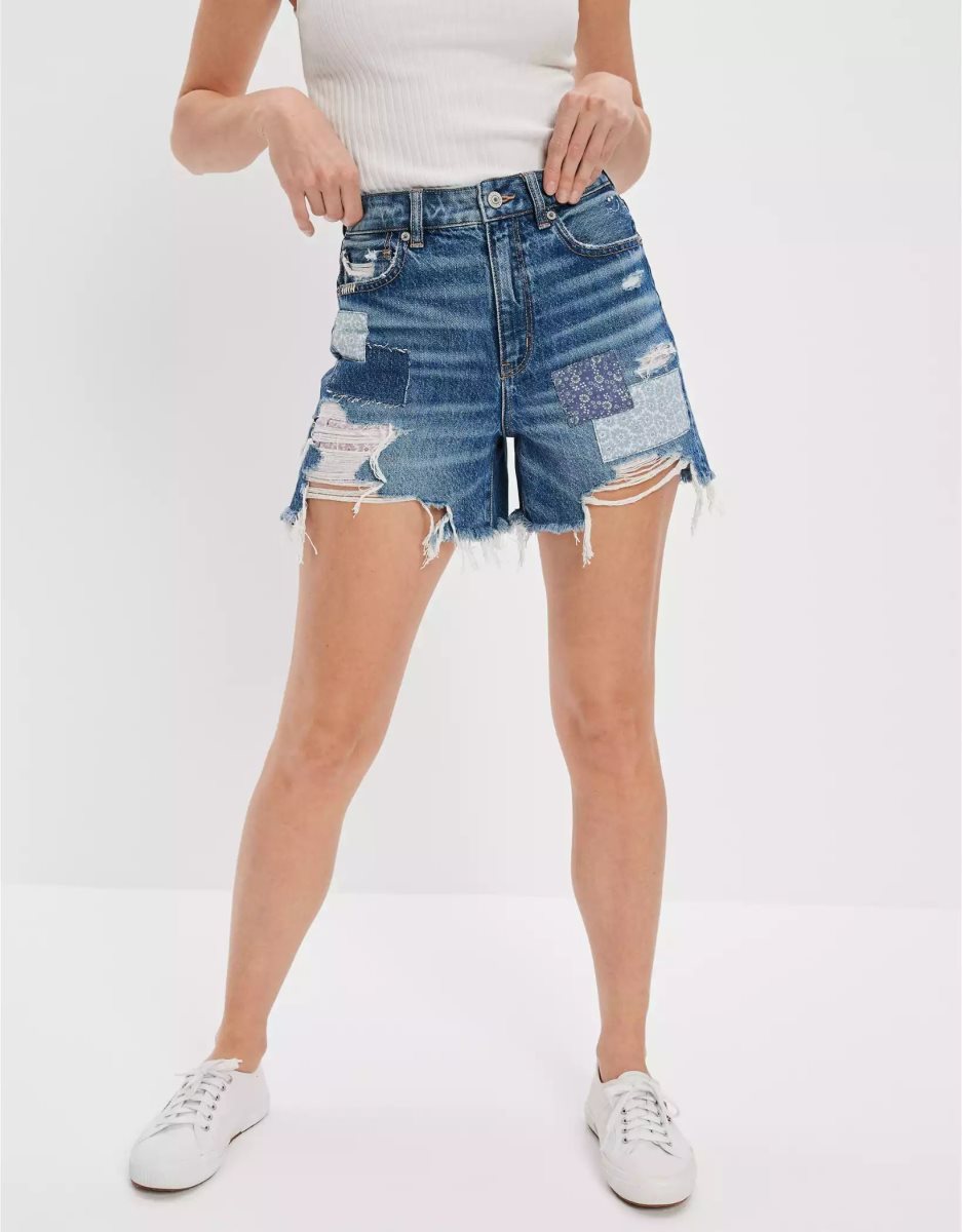 American Eagle AE Denim Highest Taille Baggy GolfShorts Damen Indigo | ZTOMC9530