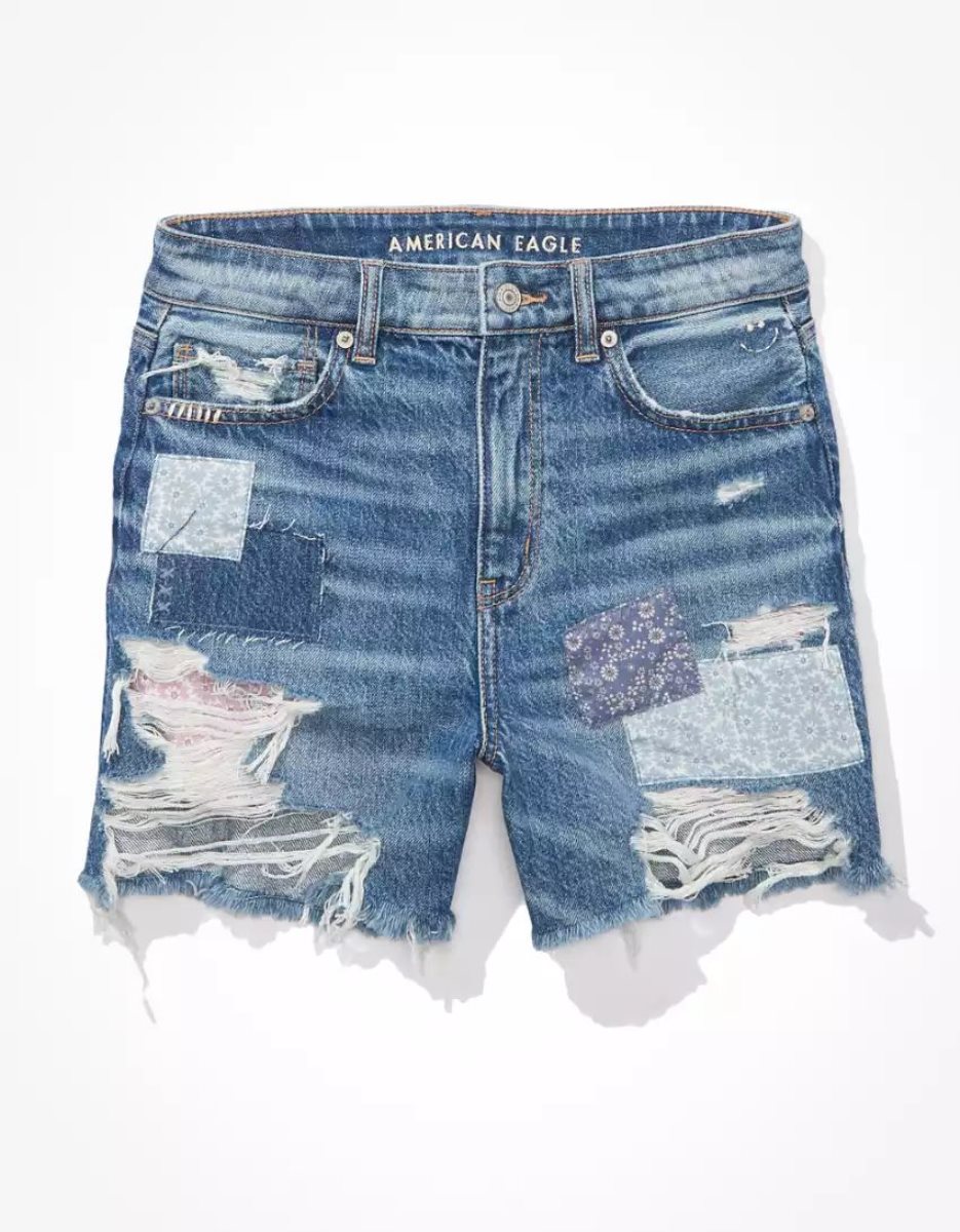 American Eagle AE Denim Highest Taille Baggy GolfShorts Damen Indigo | ZTOMC9530