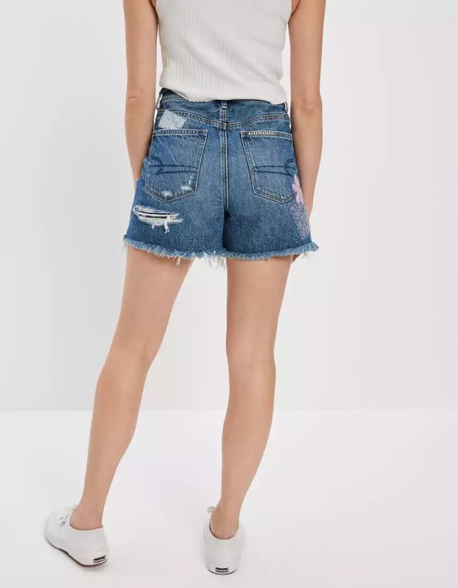 American Eagle AE Denim Highest Taille Baggy GolfShorts Damen Indigo | ZTOMC9530