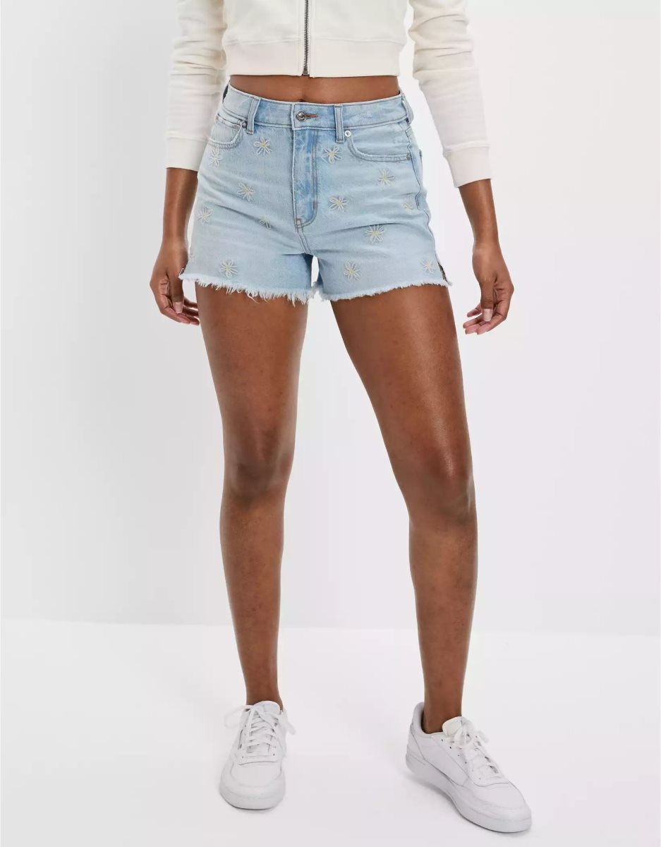 American Eagle AE Denim Mom GolfShorts Damen Hellindigo | IDNZX3514