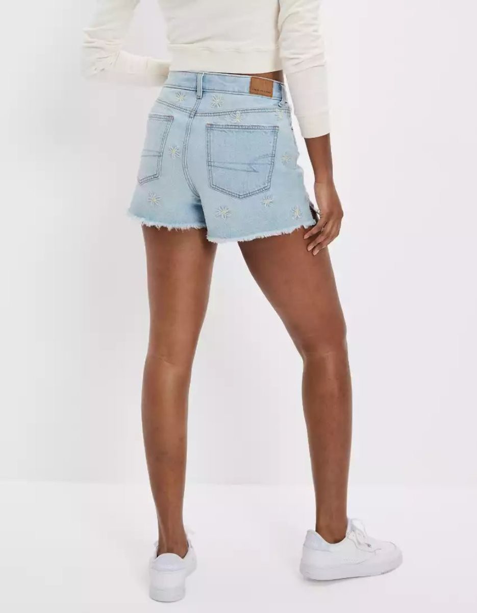 American Eagle AE Denim Mom GolfShorts Damen Hellindigo | IDNZX3514