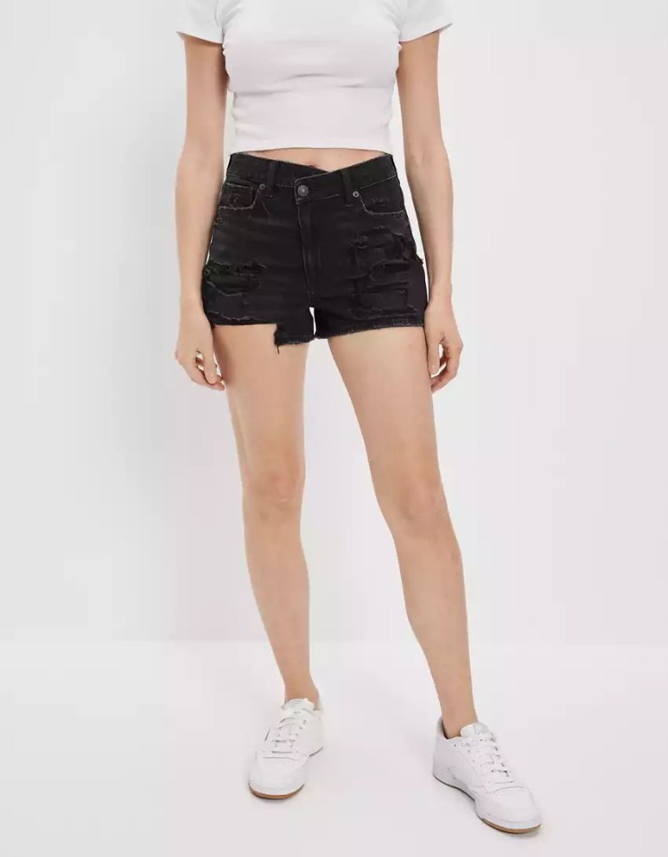 American Eagle AE Denim Mom GolfShorts Damen Schwarz | OYMLU0937