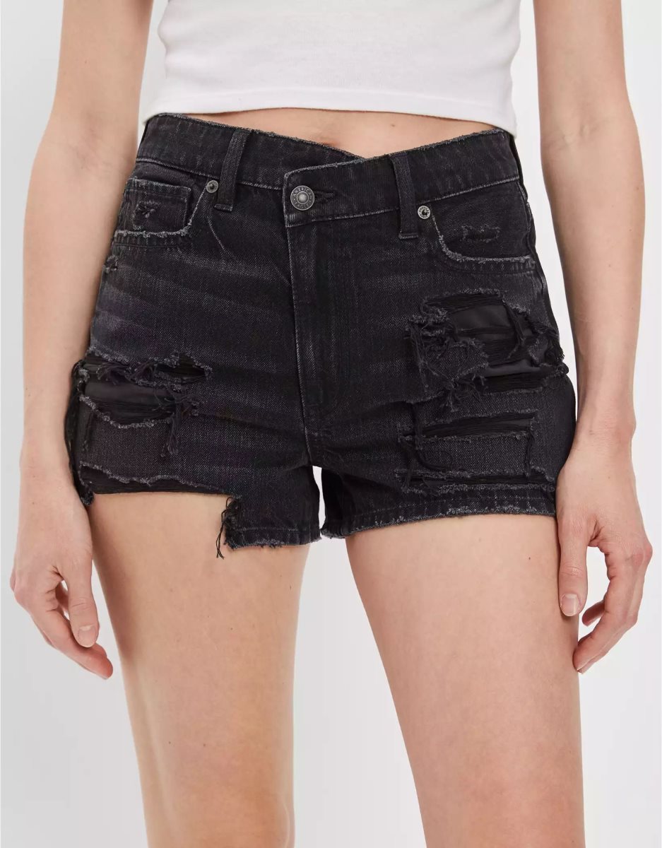 American Eagle AE Denim Mom GolfShorts Damen Schwarz | OYMLU0937