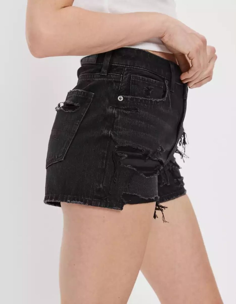 American Eagle AE Denim Mom GolfShorts Damen Schwarz | OYMLU0937