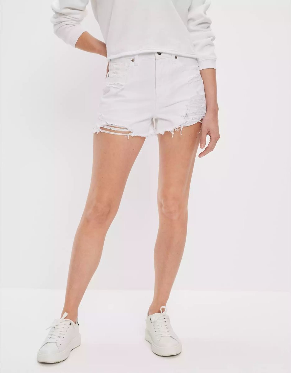 American Eagle AE Denim Mom GolfShorts Damen Weiß | UHDOA0572