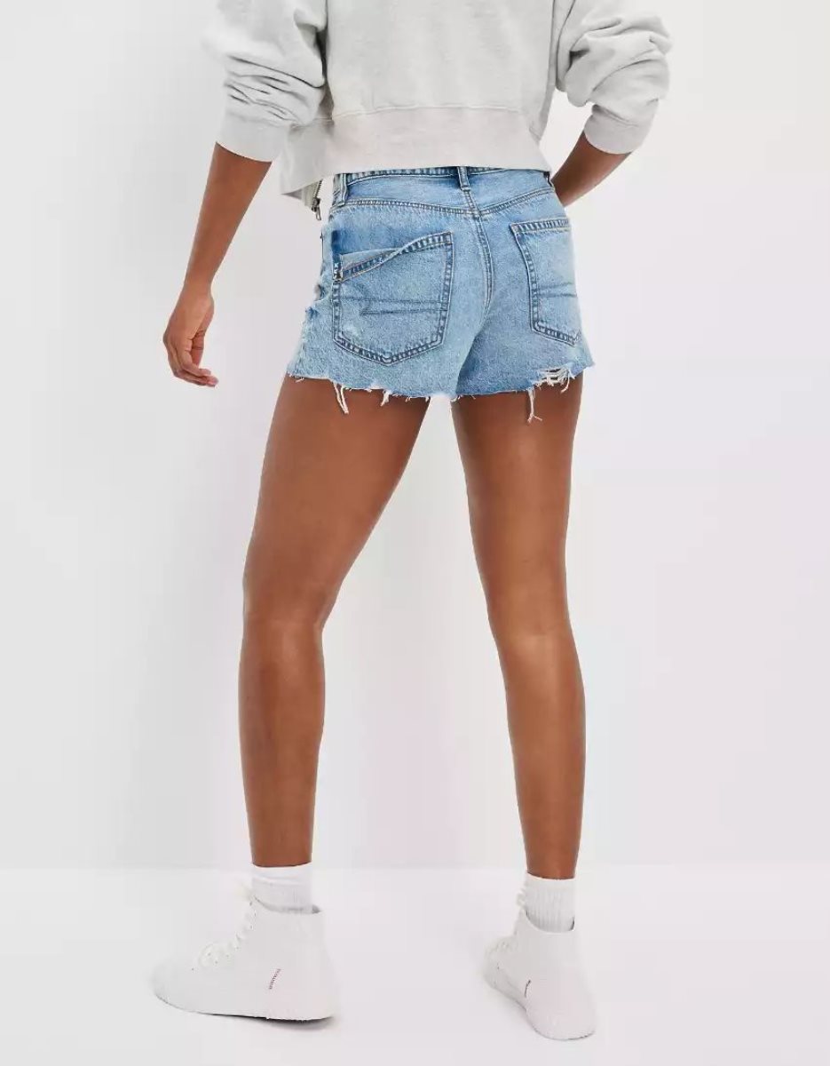 American Eagle AE Dreamy Drape Denim '90s Boyfriend GolfShorts Damen Indigo Waschen | RHQCF0754