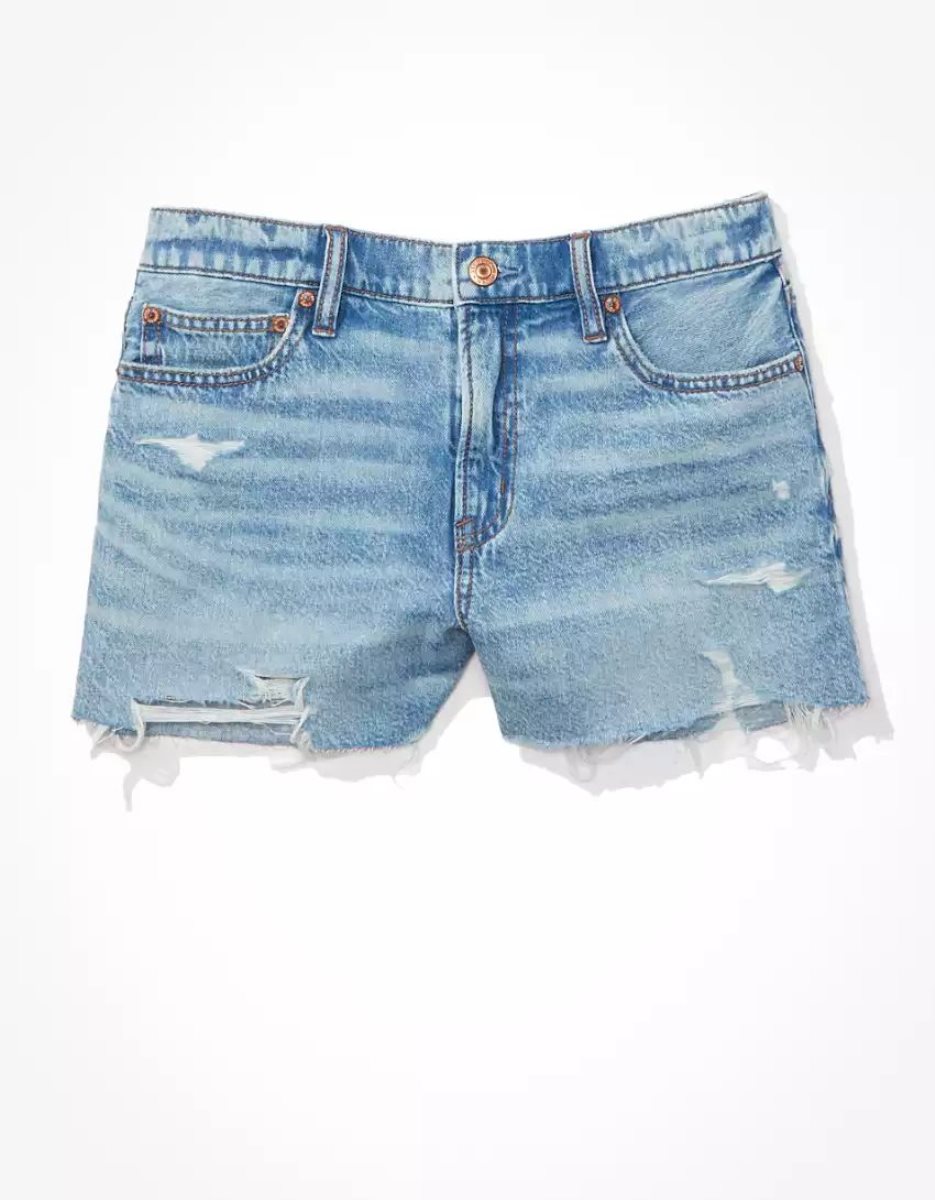 American Eagle AE Dreamy Drape Denim '90s Boyfriend GolfShorts Damen Indigo Waschen | RHQCF0754