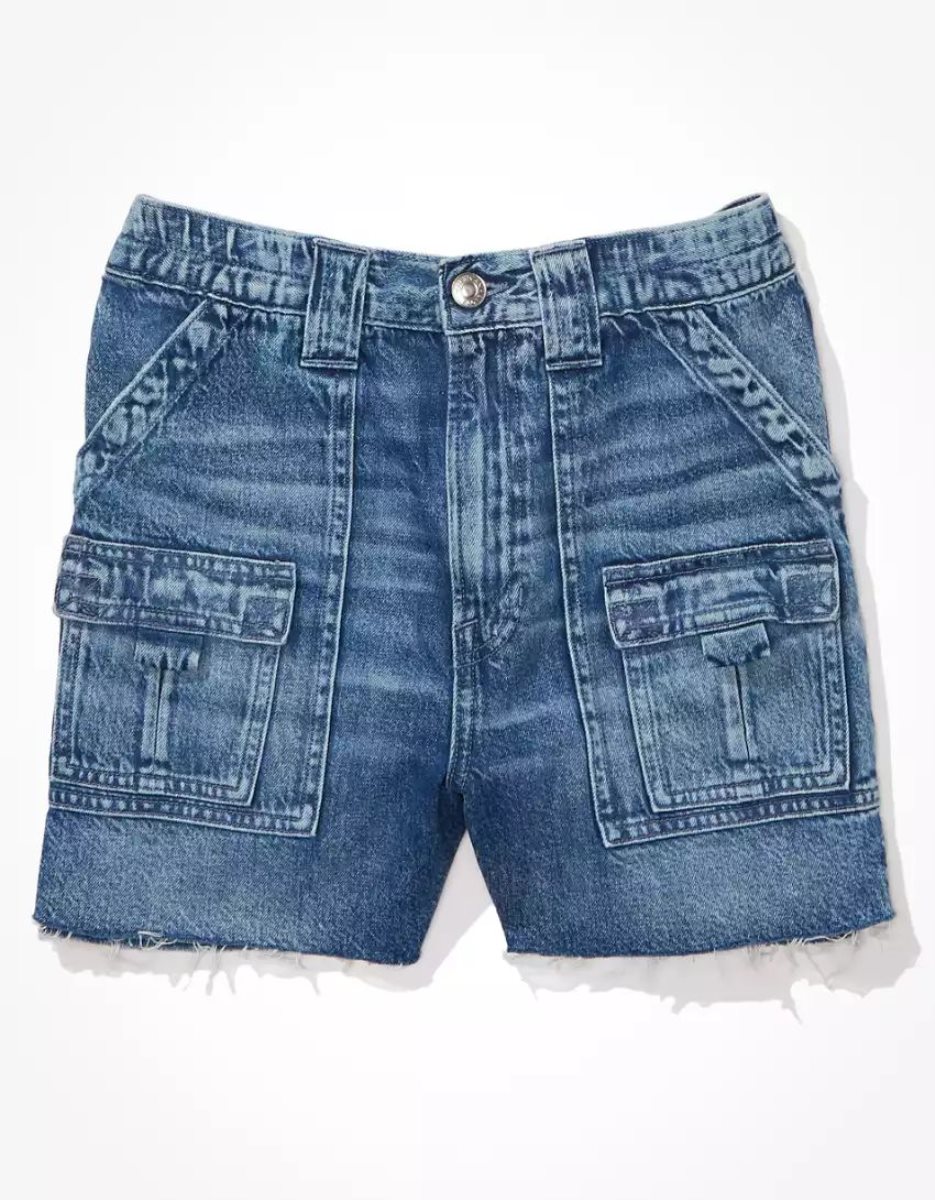 American Eagle AE Dreamy Drape Denim Highest Taille '90s Boyfriend GolfShorts Damen Indigo Waschen | BSZFG7605