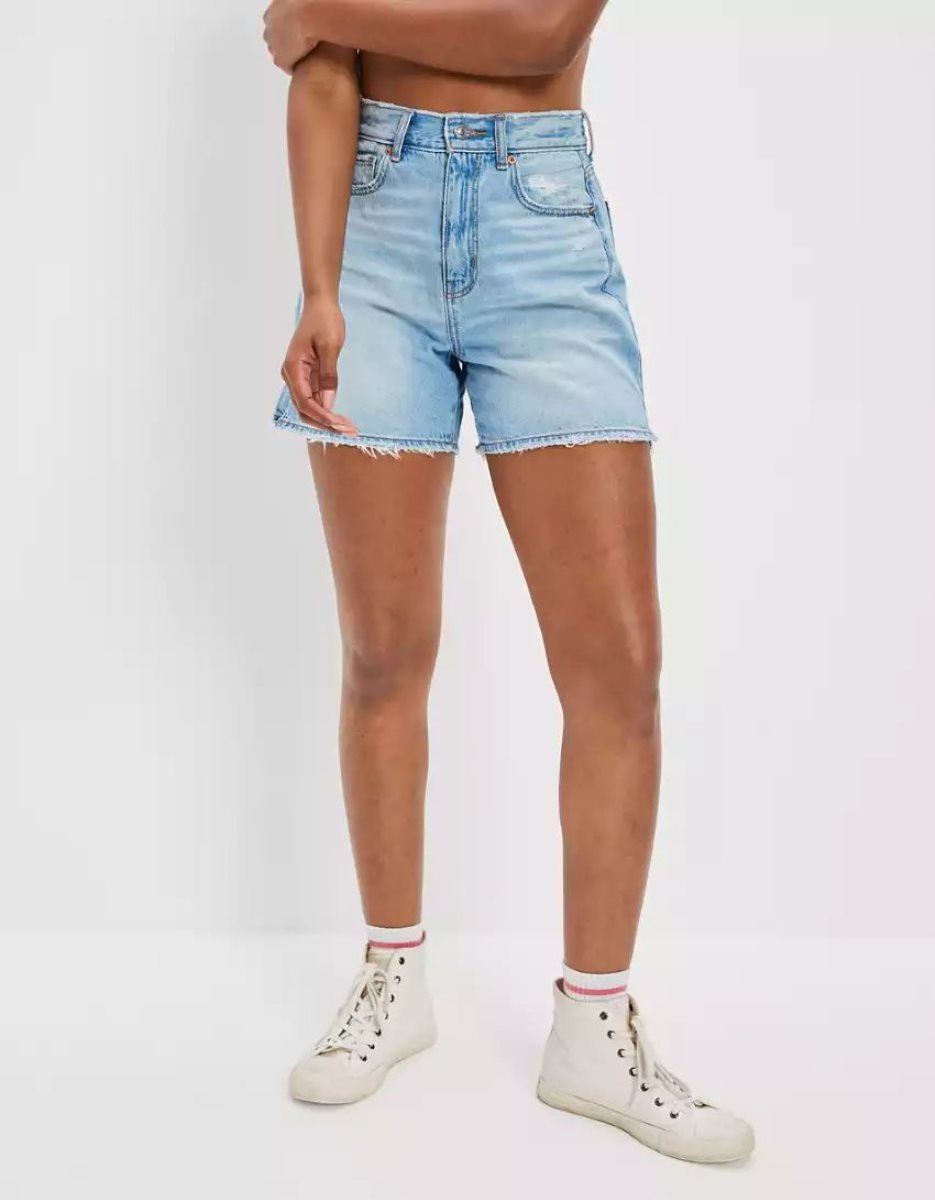 American Eagle AE Dreamy Drape Denim Highest Taille Baggy GolfShorts Damen Hellwaschen | JNXHZ7042