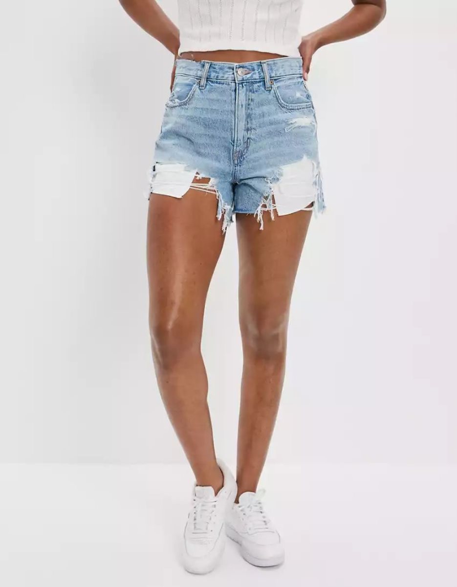 American Eagle AE Dreamy Drape Denim Highest Taille '90s Boyfriend GolfShorts Damen Hellwaschen | UJXPS2356