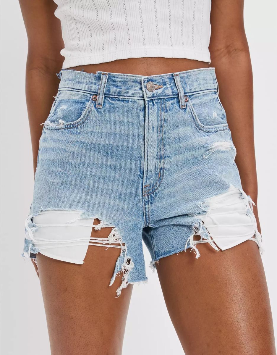 American Eagle AE Dreamy Drape Denim Highest Taille '90s Boyfriend GolfShorts Damen Hellwaschen | UJXPS2356