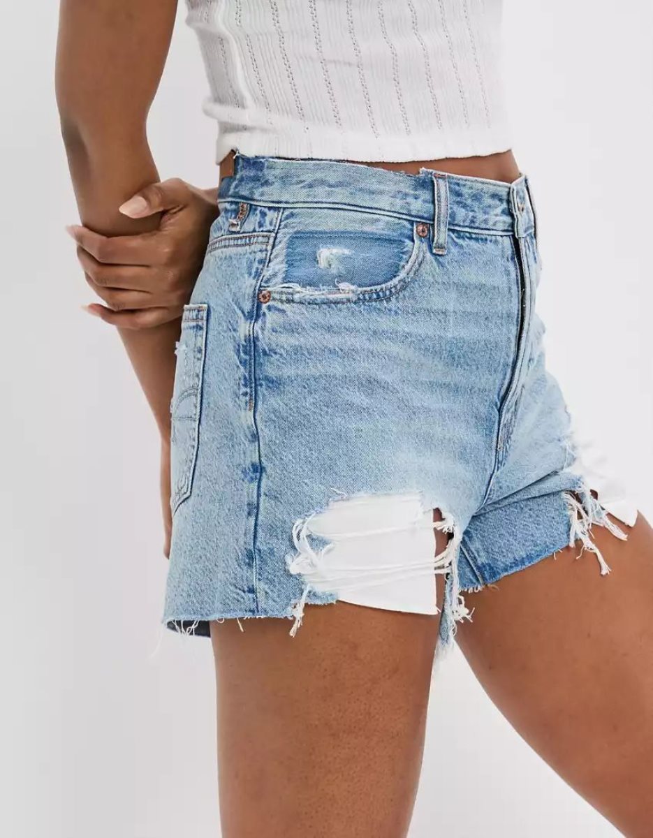 American Eagle AE Dreamy Drape Denim Highest Taille '90s Boyfriend GolfShorts Damen Hellwaschen | UJXPS2356